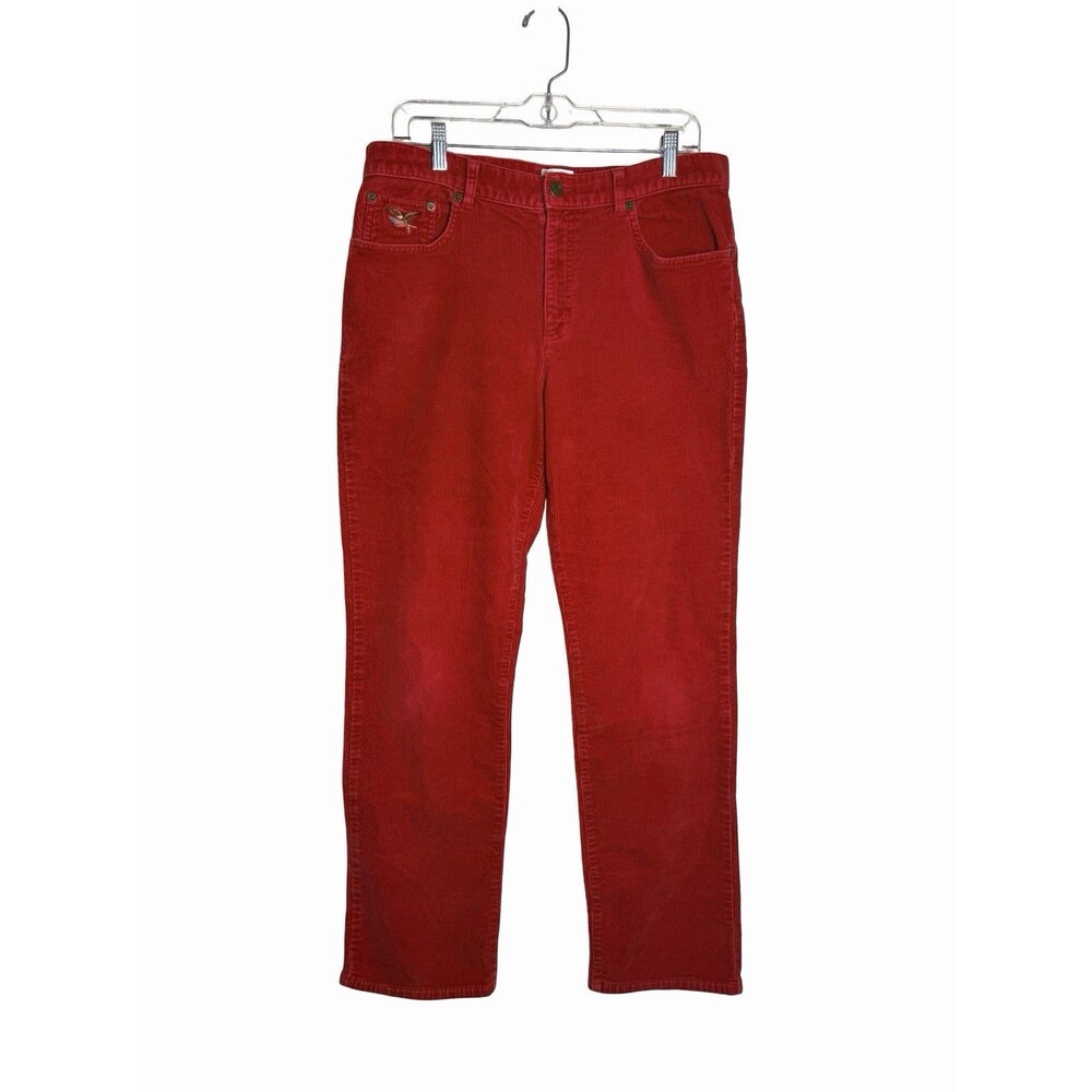 American Living Red Corduroy Classic Straight Leg Pants Women’s Sz 12 Trousers